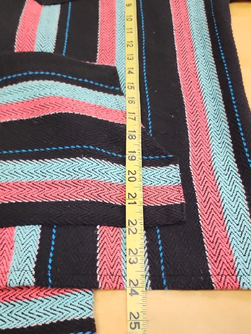 Senor Lopez Baja Hoodie Mexican Blanket Striped Pullover Size Medium - Picture 8 of 10